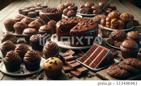 色々なたくさんのチョコのスイーツ 113496961
