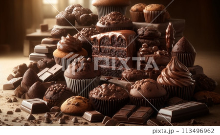 たくさんのチョコのスイーツ 113496962