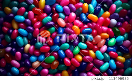 カラフルなたくさんのジェリービーンズ カラフルなたくさんのジェリービーンズ 113496986