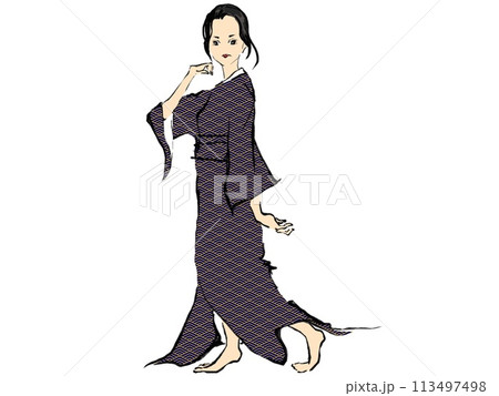 和服の着物美人 113497498