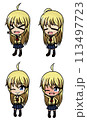 セーラー服を着た金髪の女の子のイラストセット 113497723