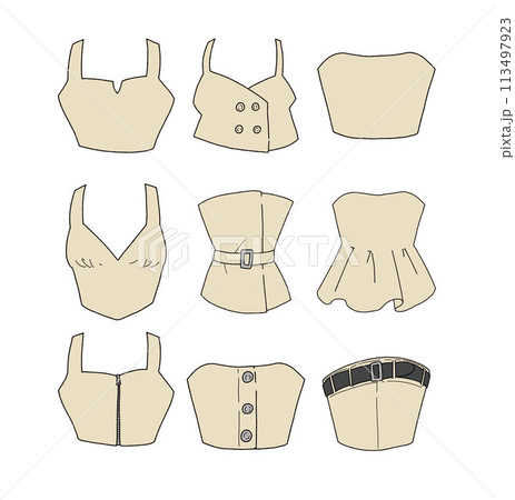 ベージュのビスチェのイラストセット 113497923