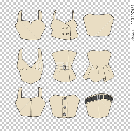 ベージュのビスチェのイラストセット 113497923