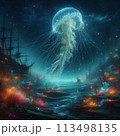 青く輝くクラゲ 113498135