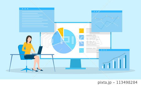データ分析する女性 113498284