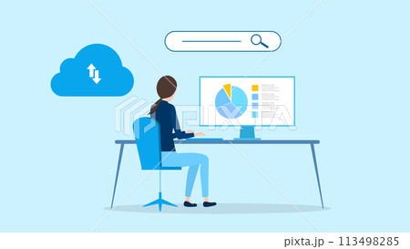 データ分析する女性 データ分析する女性 113498285