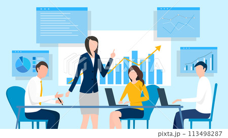 ミーティングをするビジネスパーソン 113498287