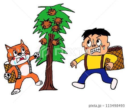 栗拾いに励む農家 113498493