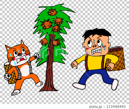 栗拾いに励む農家 113498493