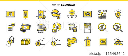 NISA、株、投資、投資信託、銀行など経済関係アイコンセット 113498642