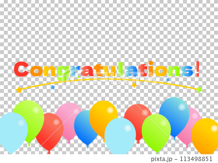 彩色氣球和祝賀的插圖 彩色氣球和祝賀的插圖 113498851