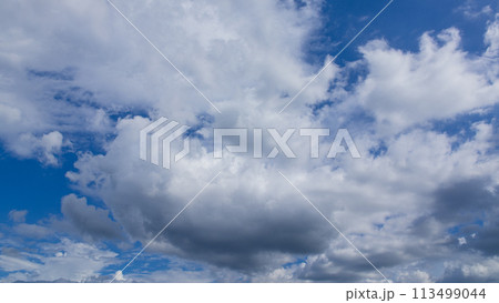 青空に流れるたくさんの白い雲 青空に流れるたくさんの白い雲 113499044