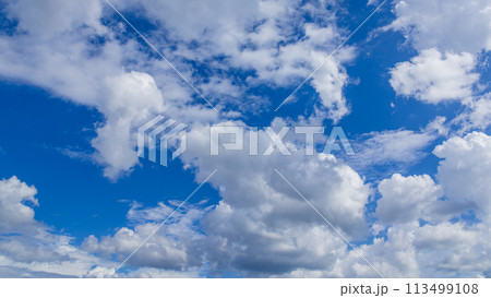青空に流れるたくさんの白い雲 青空に流れるたくさんの白い雲 113499108