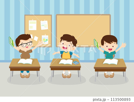 students and teacher in classroom 113500893
