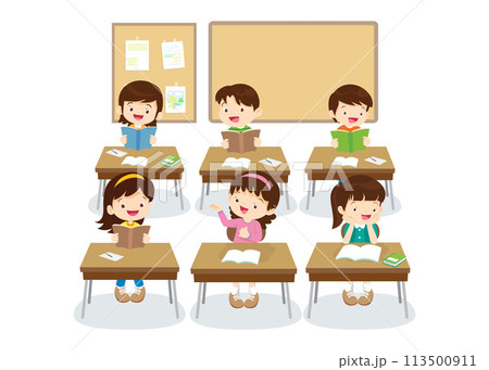 students and teacher in classroom 113500911