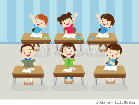 students and teacher in classroom 113500912