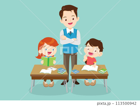 students and teacher in classroom students and teacher in classroom 113500942