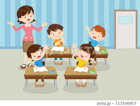 students and teacher in classroom students and teacher in classroom 113500957