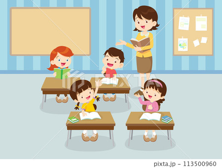 students and teacher in classroom students and teacher in classroom 113500960