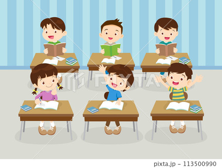 students and teacher in classroom 113500990
