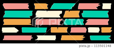 Washi tapes collection. Design elements for decorations, scrapbooking, design templates, banner and sticker. 113501148