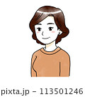 笑顔の中年女性の水彩風イラスト 笑顔の中年女性の水彩風イラスト 113501246