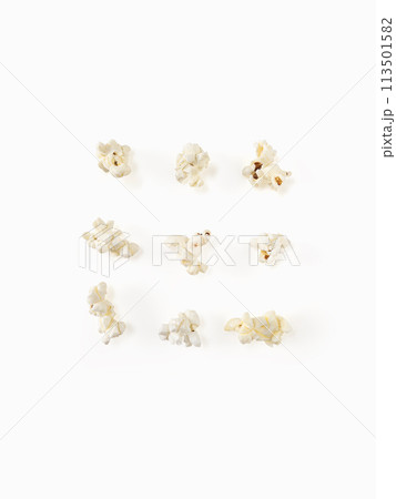 Popcorn set layout isolated on white background  113501582