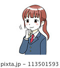 うなづく女子学生の水彩風イラスト うなづく女子学生の水彩風イラスト 113501593