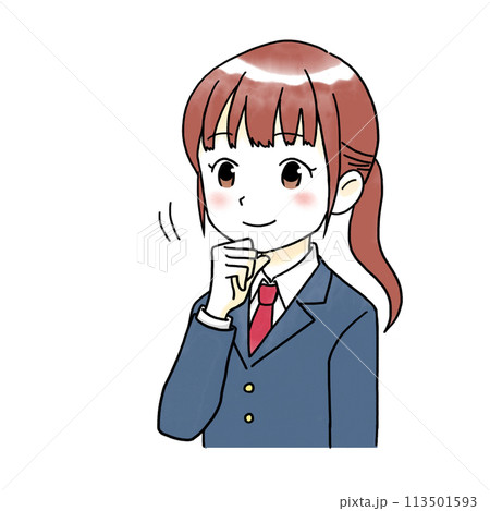 うなづく女子学生の水彩風イラスト 113501593