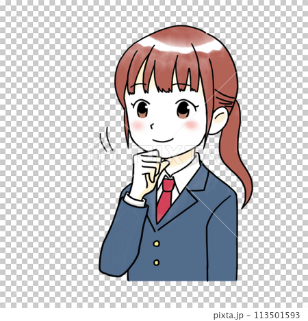 Watercolor illustration of a female student nodding 113501593