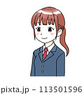 笑顔の女子学生の水彩風イラスト 笑顔の女子学生の水彩風イラスト 113501596