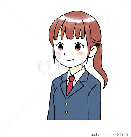 笑顔の女子学生の水彩風イラスト 笑顔の女子学生の水彩風イラスト 113501596
