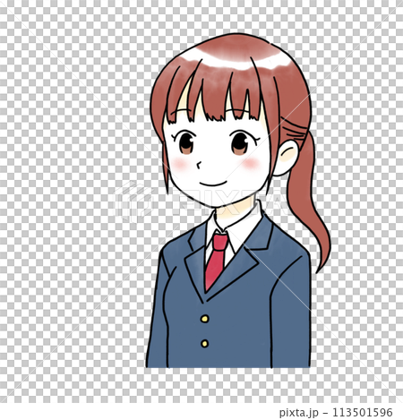 笑顔の女子学生の水彩風イラスト 笑顔の女子学生の水彩風イラスト 113501596
