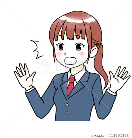驚く女子学生の水彩風イラスト 113501598