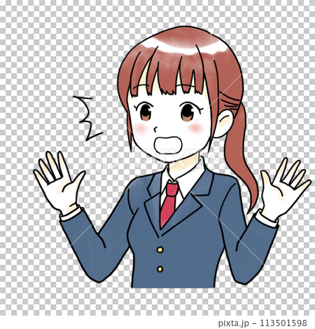 驚く女子学生の水彩風イラスト 113501598