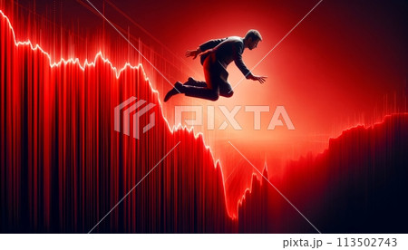 下落チャートから落ちそうなビジネスマン 113502743