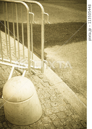 metallic barrier on the street metallic barrier on the street 113505448