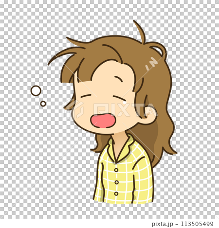 Yawning woman waking up 113505499