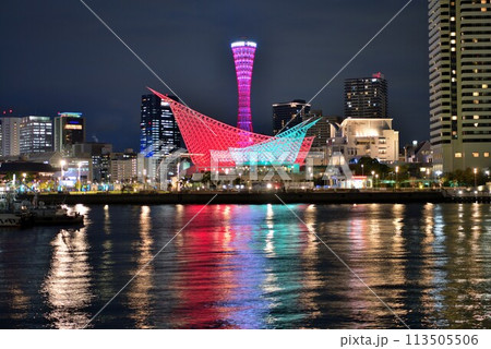 神戸ポートタワーのイルミネーションと夜景 113505506