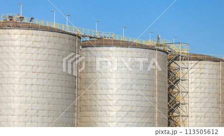 Silo in morning harbour. Silo in morning harbour. 113505612