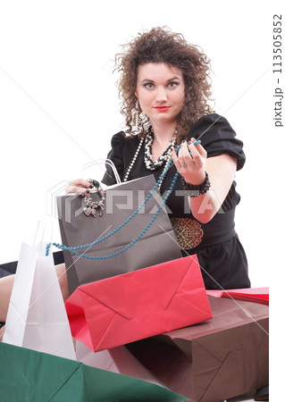 lovely woman with shopping bags lovely woman with shopping bags 113505852