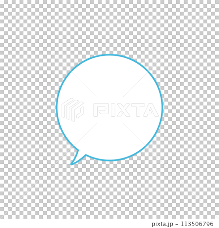 Simple light blue round speech bubble, left-facing Simple light blue round speech bubble, left-facing 113506796