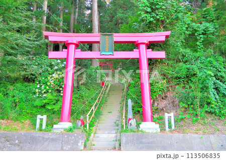 東北・平泉・中尊寺・関山の麓、第二駐車場側の道路沿いに鳥居がある赤堂稲荷大明神・岩手県平泉町(4) 東北・平泉・中尊寺・関山の麓、第二駐車場側の道路沿いに鳥居がある赤堂稲荷大明神・岩手県平泉町(4) 113506835