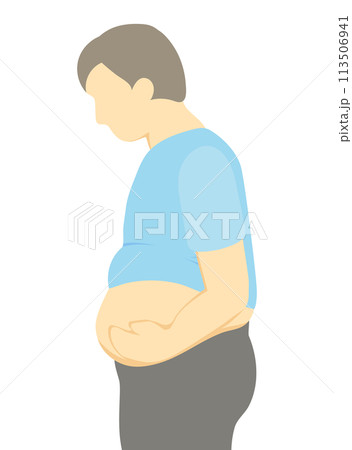 お腹が出ている男性のイラスト 113506941