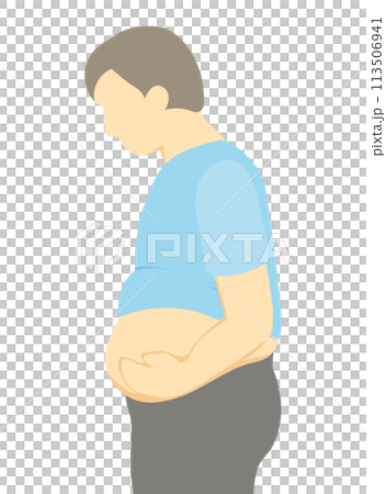 お腹が出ている男性のイラスト 113506941