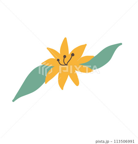 Colorful floral doodle illustration in a trendy style 113506991