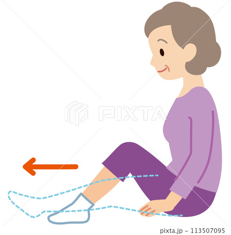 膝の運動をする高齢者　健康　介護 113507095