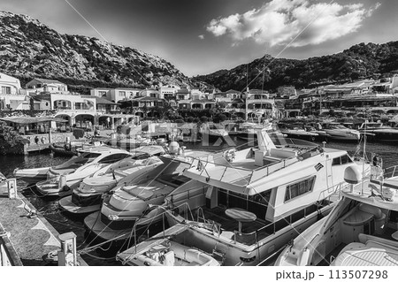 The scenic harbor of Poltu Quatu, Costa Smeralda, Sardinia, Italy 113507298