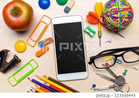 School supplies on wooden background School supplies on wooden background 113508445