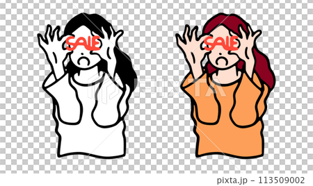 セールにびっくりする女性のイラスト素材 113509002